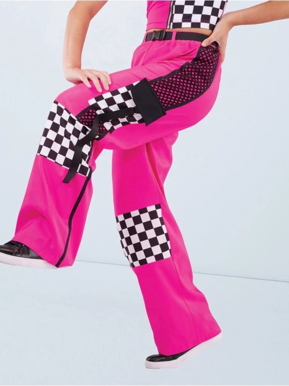 Weissman Mixify Checkered Cargo Pants 17661, hot pink Cerise  child large LC 14